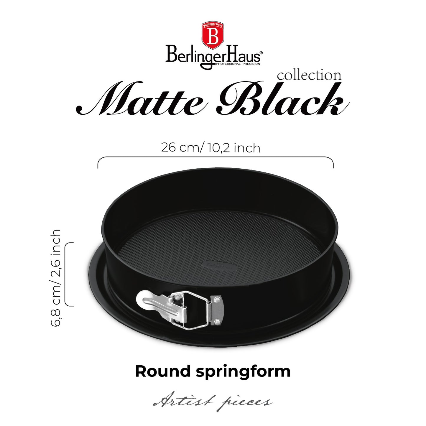 Berlinger Haus 26cm Titan Pro Non-Stick Round Springform Pan - Matte Black