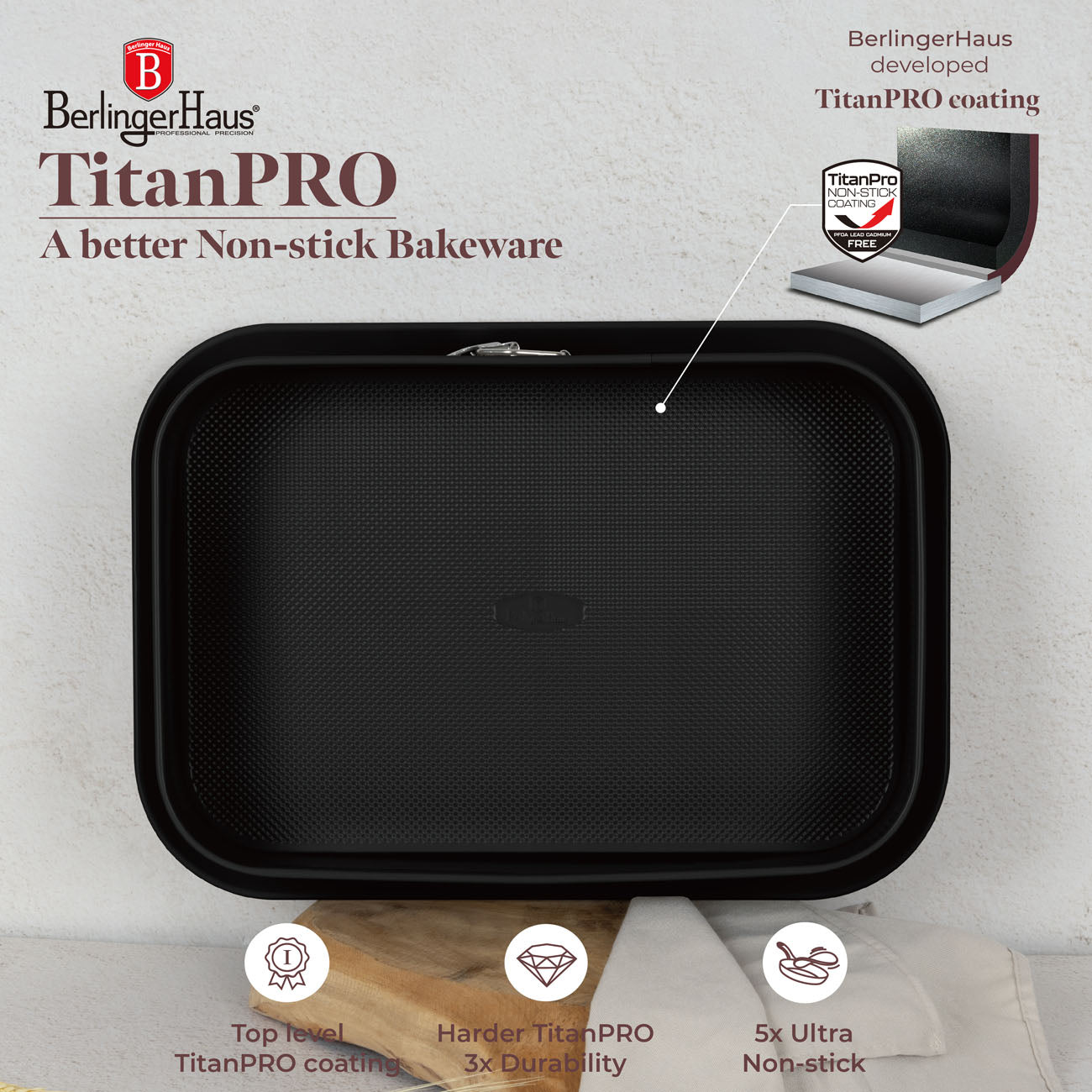 Berlinger Haus 39cm Titan Pro Non-Stick Coating Rectangle Springform – Leonardo