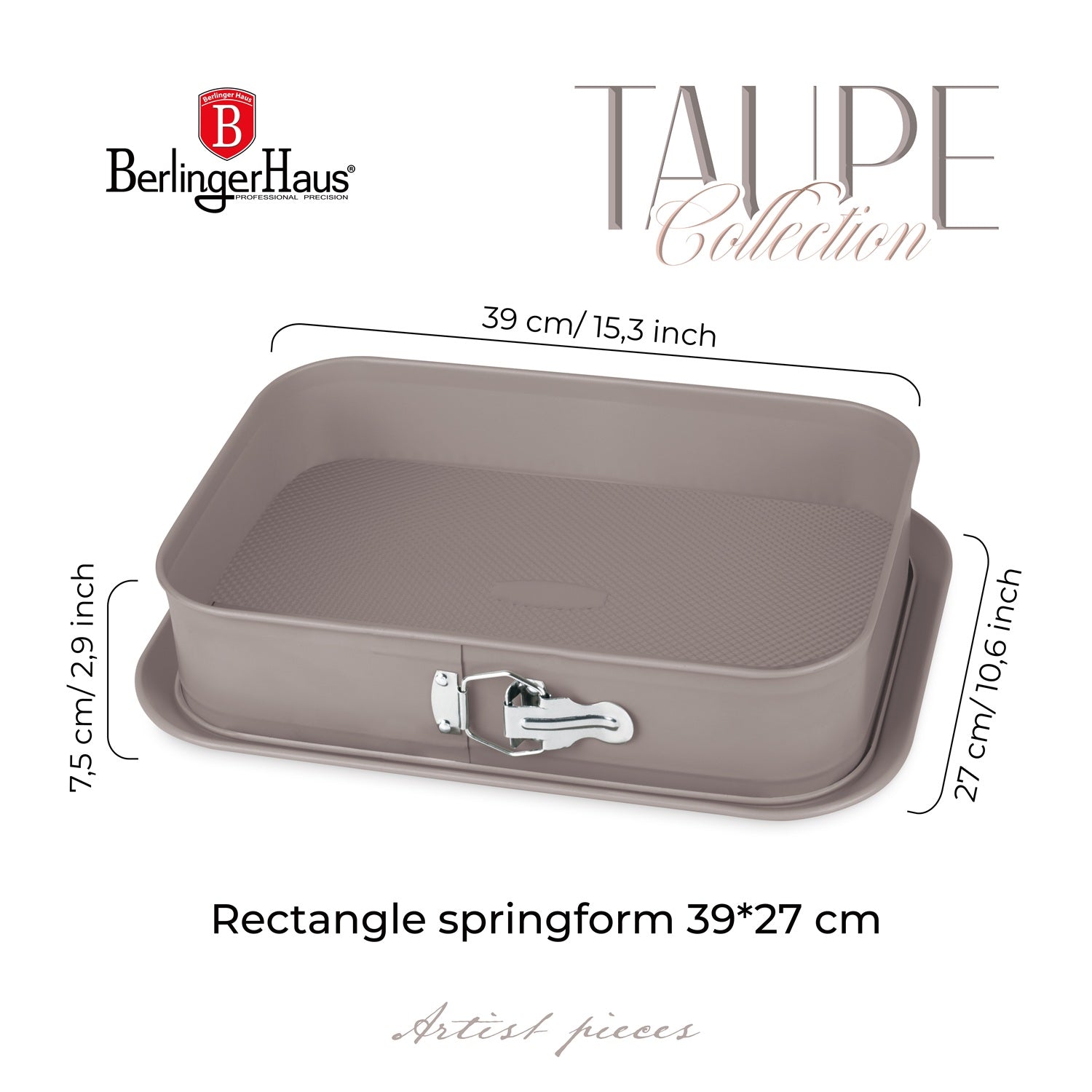 Berlinger Haus 39cm Titan Pro Non-Stick Coating Rectangle Springform – Taupe