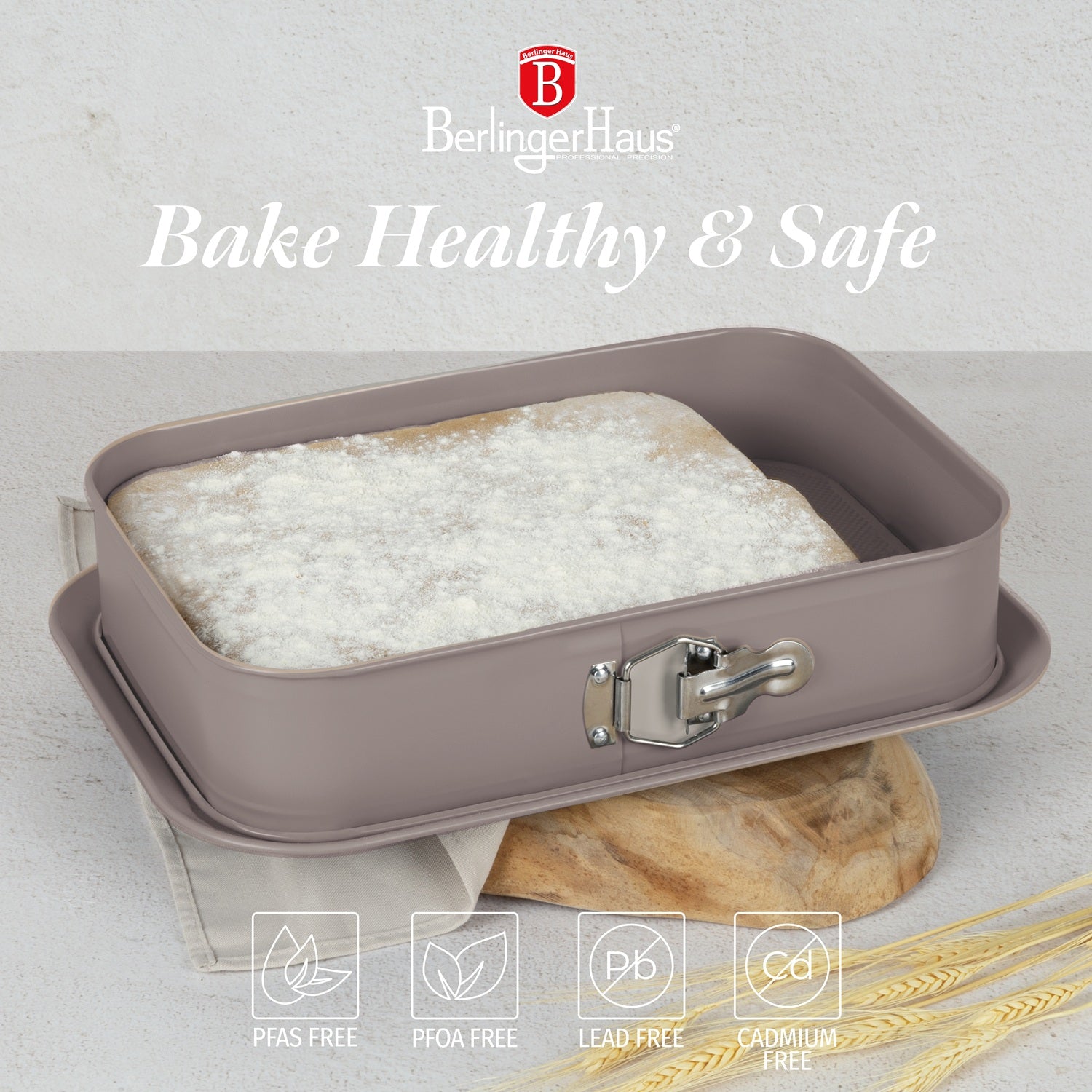 Berlinger Haus 39cm Titan Pro Non-Stick Coating Rectangle Springform – Taupe