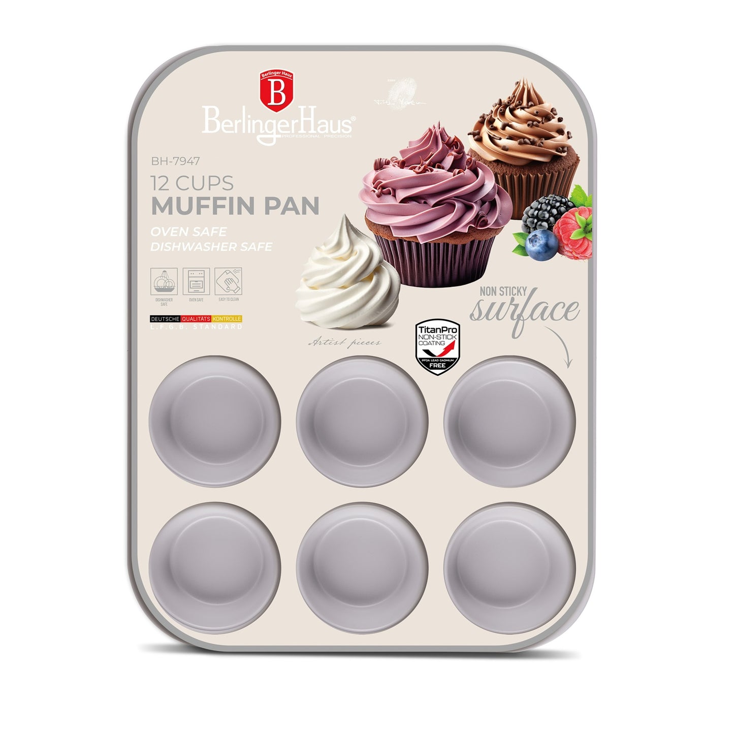 Berlinger Haus 12-Cup Titan Pro Non-Stick Coating Muffin Pan – Taupe