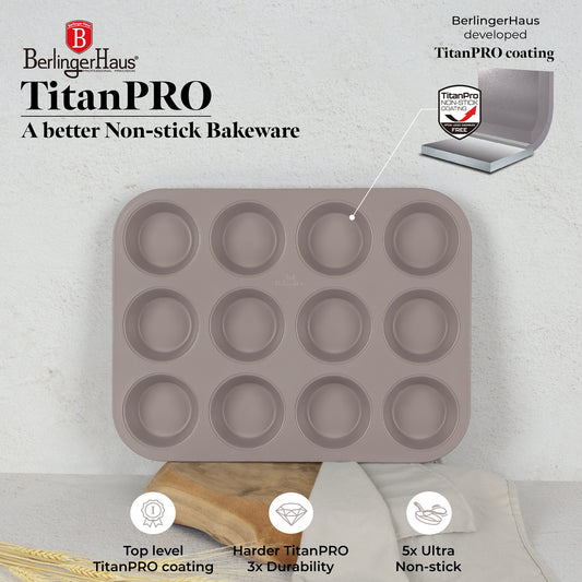 Berlinger Haus 12-Cup Titan Pro Non-Stick Coating Muffin Pan – Taupe