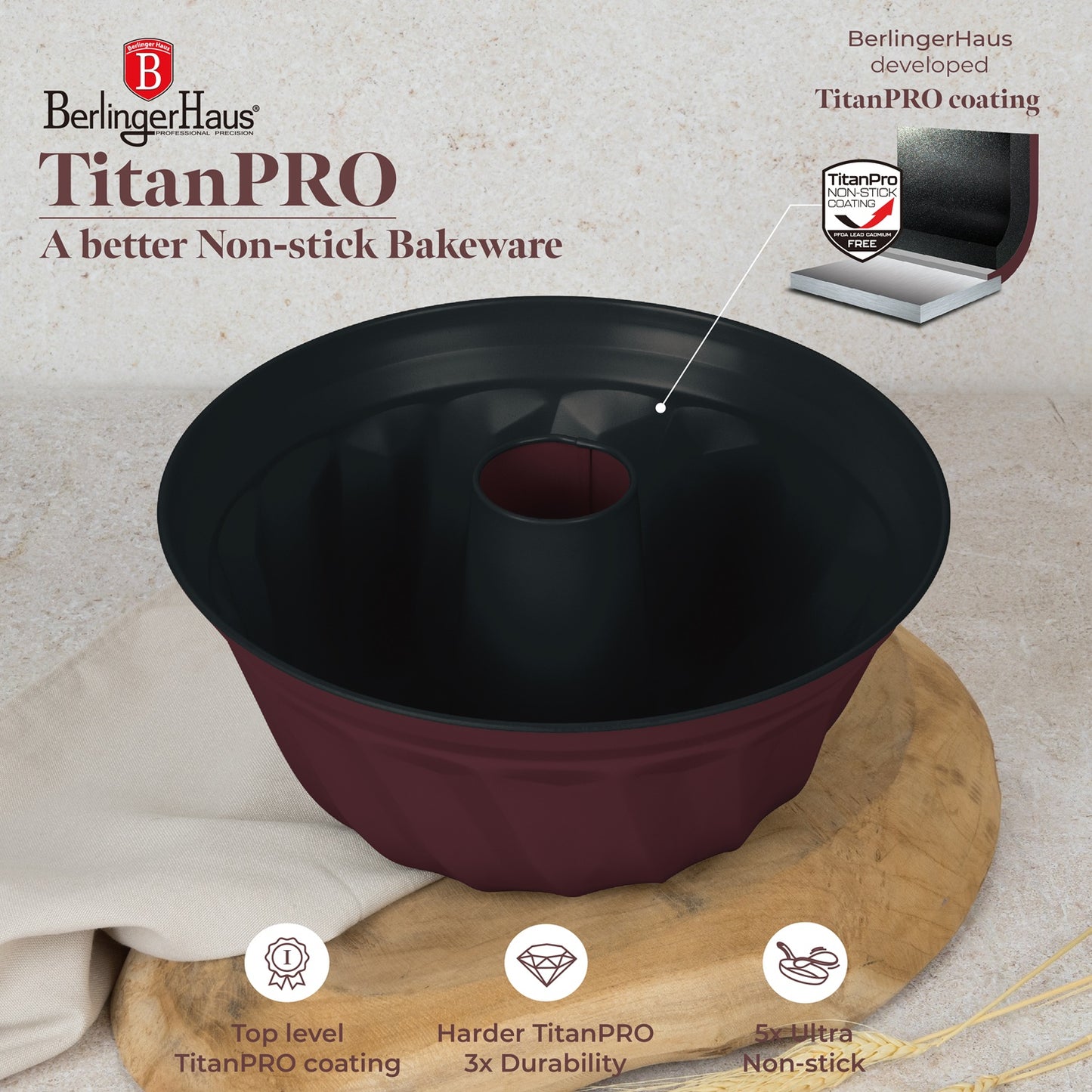 Berlinger Haus 25cm Titan Pro Non-Stick Coating Bundt Pan – Leonardo