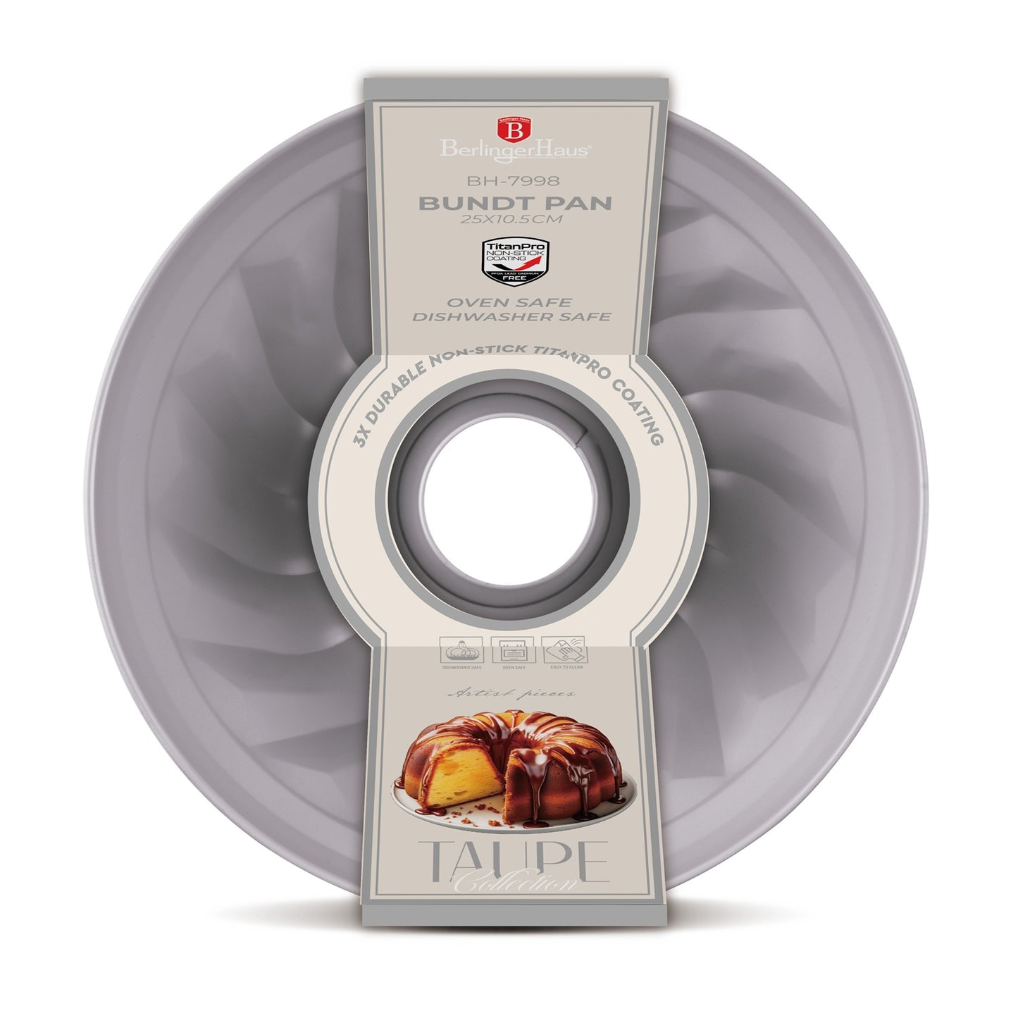 Berlinger Haus 25cm Titan Pro Non-Stick Coating Bundt Pan – Taupe