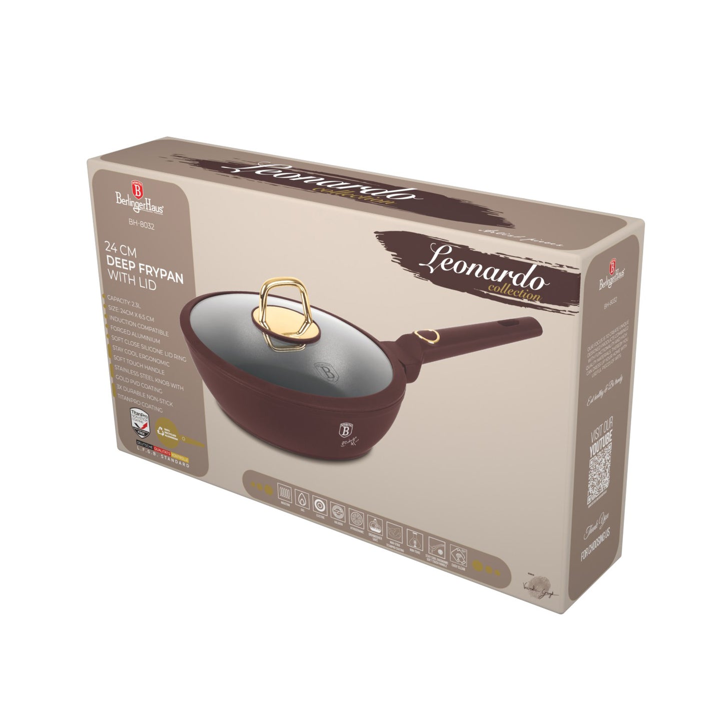 Berlingr Haus 24cm Titan Pro Non-Stick Coating Deep Frypan - Leonardo