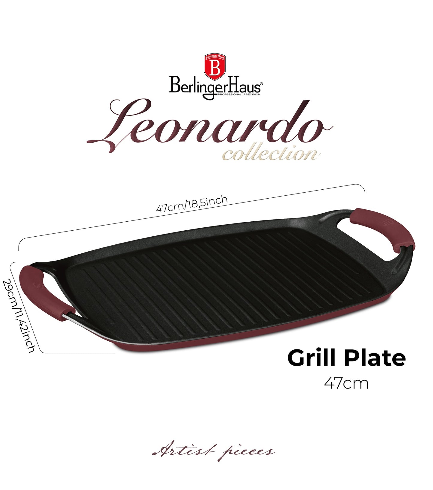 Berlinger Haus 47cm Titan Pro Non-Stick Coating Grill Plate - Leonardo