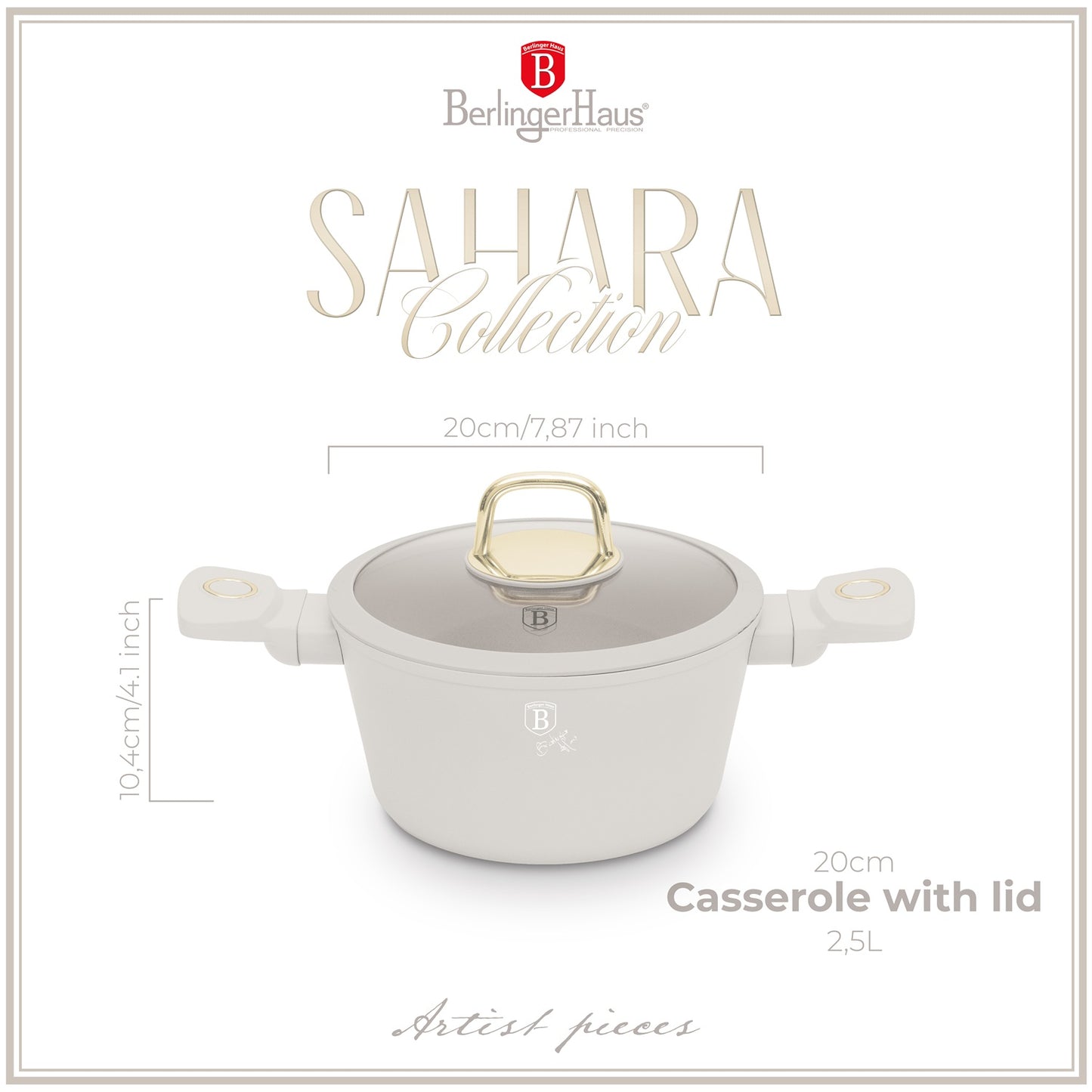 Berlinger Haus 20cm Titan Pro Non-Stick Coating Casserole - Sahara
