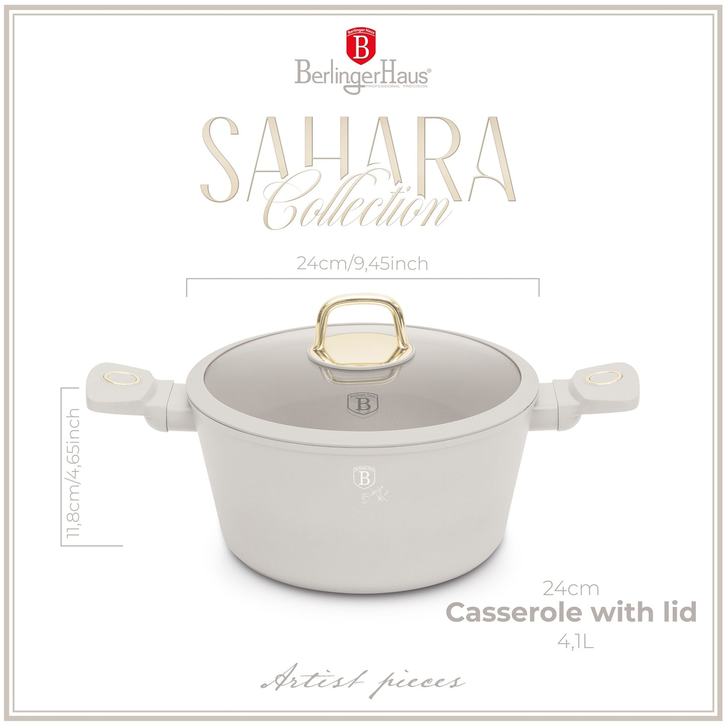 Berlinger Haus 24cm Non Stick Titan Pro Coating Casserole - Sahara