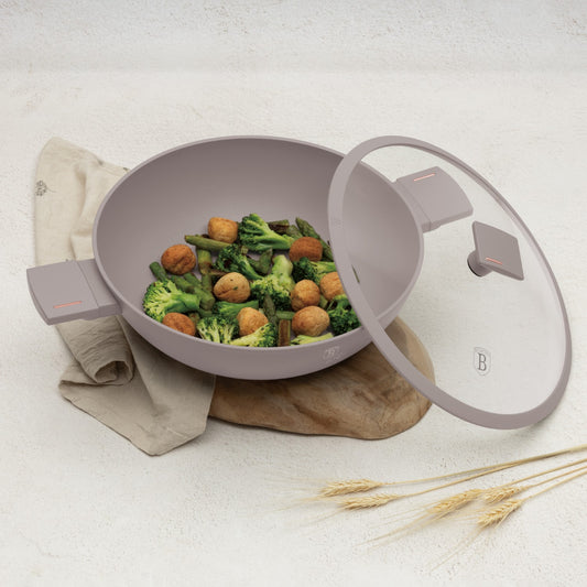 Berlinger Haus 30cm Titan Pro Non-Stick Wok with Lid - Taupe