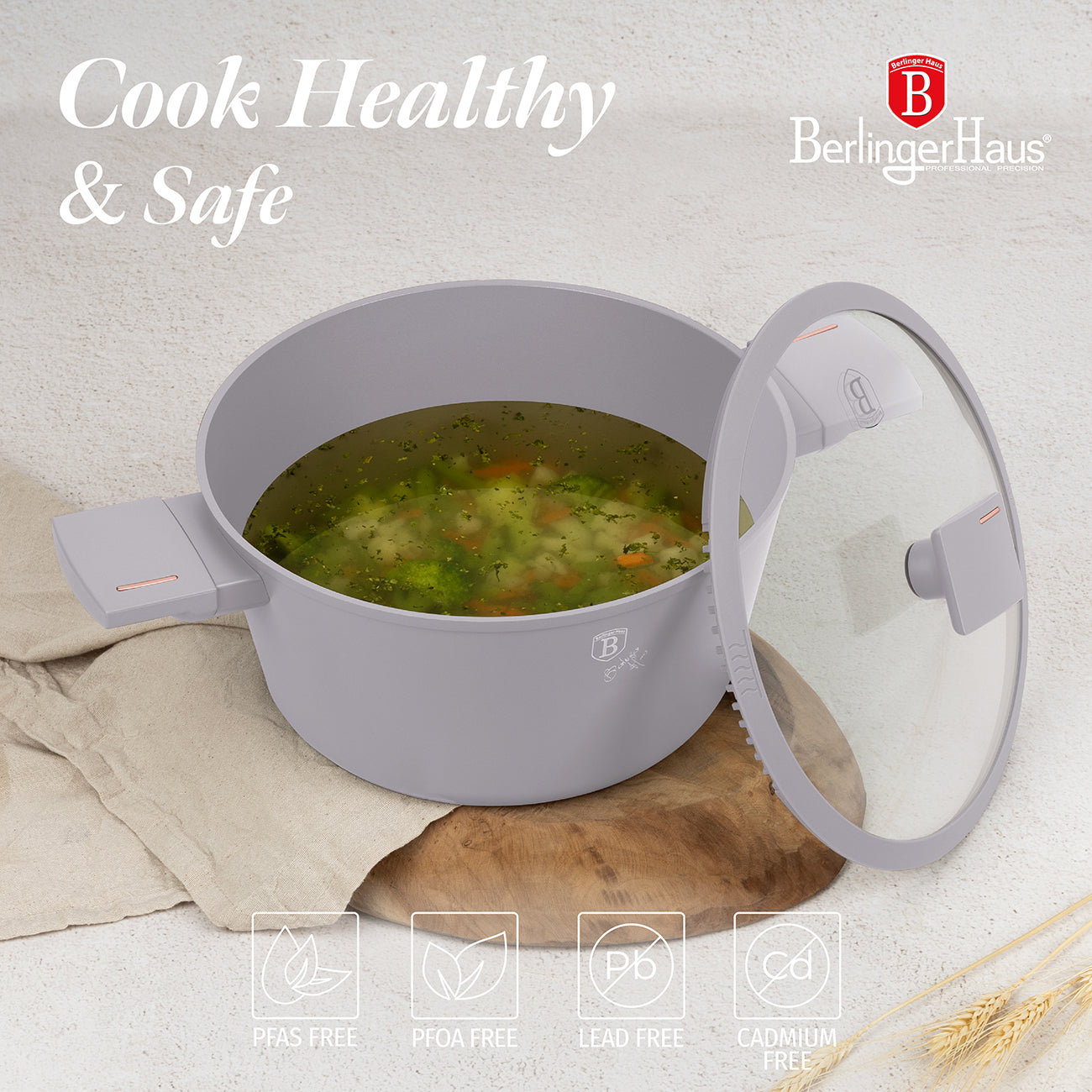 Berlinger Haus 24cm Non Stick Titan Pro Coating Casserole - Taupe