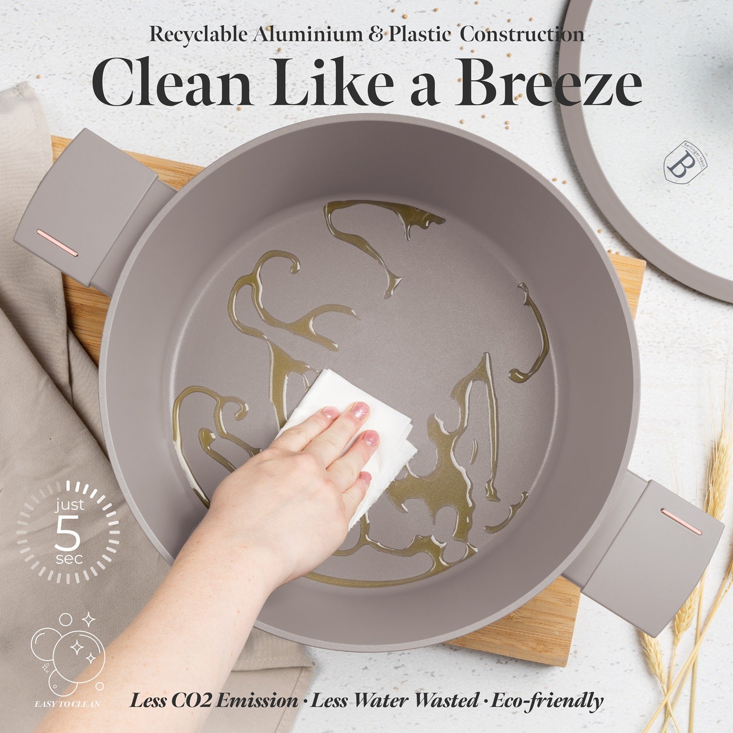 Berlinger Haus 28cm Titan Pro Non-Stick Coating Casserole - Taupe