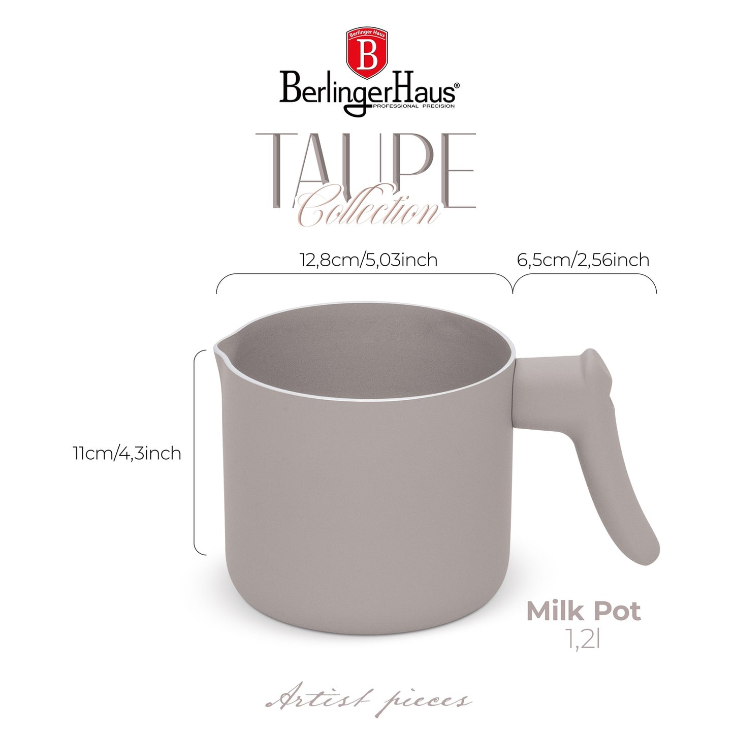 Berlinger Haus 1.2L Titan Pro Non-Stick Coating Milk Pot - Taupe