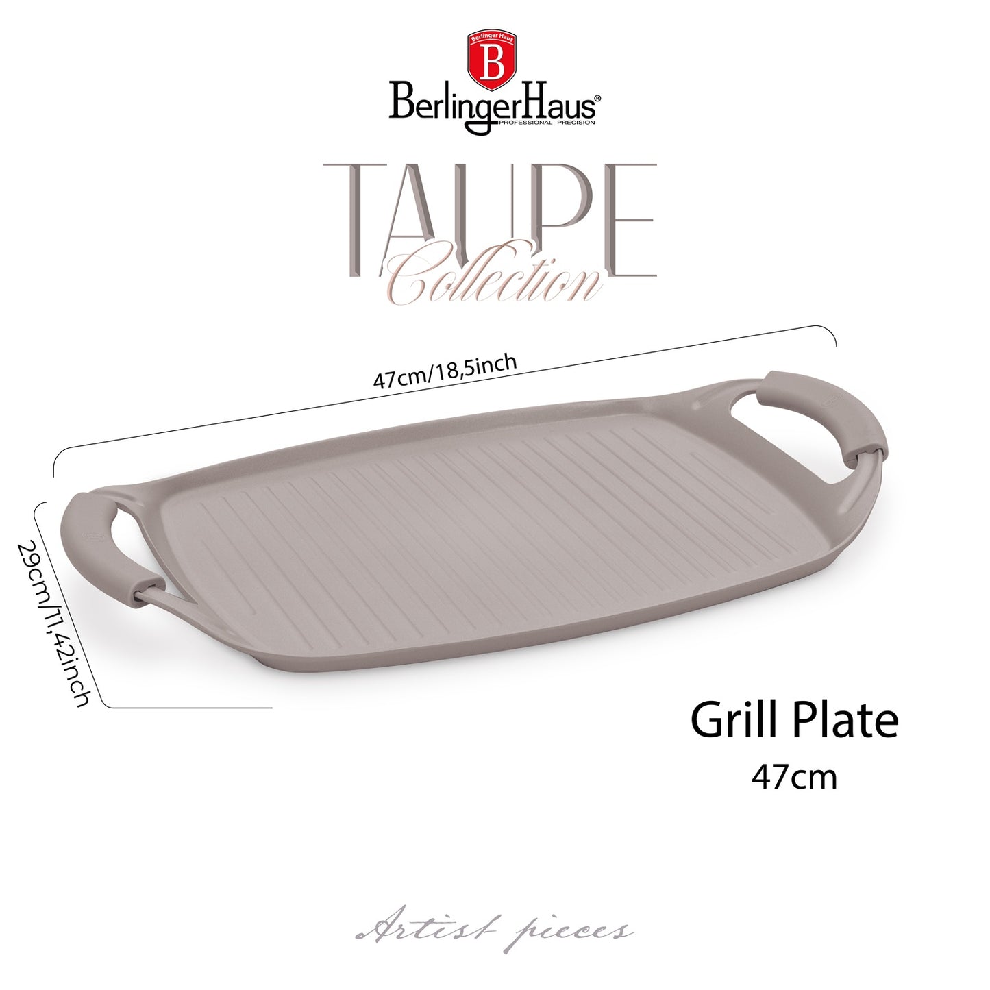 Berlinger Haus 47cm Titan Pro Non-Stick Coating Grill Plate - Taupe