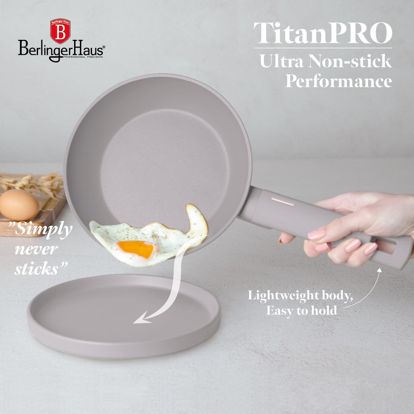 Berlinger Haus 3-Piece Titan Pro Non-Stick Coating Frypan Set - Taupe