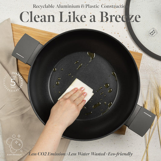 Berlinger Haus 30cm Titan Pro Non-Stick Wok with Lid - Anthracite