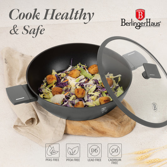 Berlinger Haus 28cm Titan Pro Non-Stick Coating Shallow Pot - Anthracite