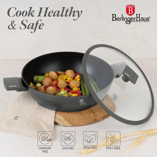 Berlinger Haus 30cm Titan Pro Non-Stick Coating Shallow Pot – Anthracite