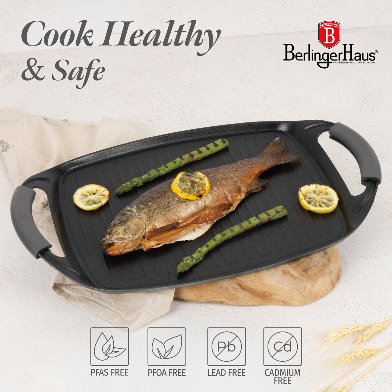 Berlinger Haus 47cm Titan Pro Non-Stick Coating Grill Plate – Anthracite