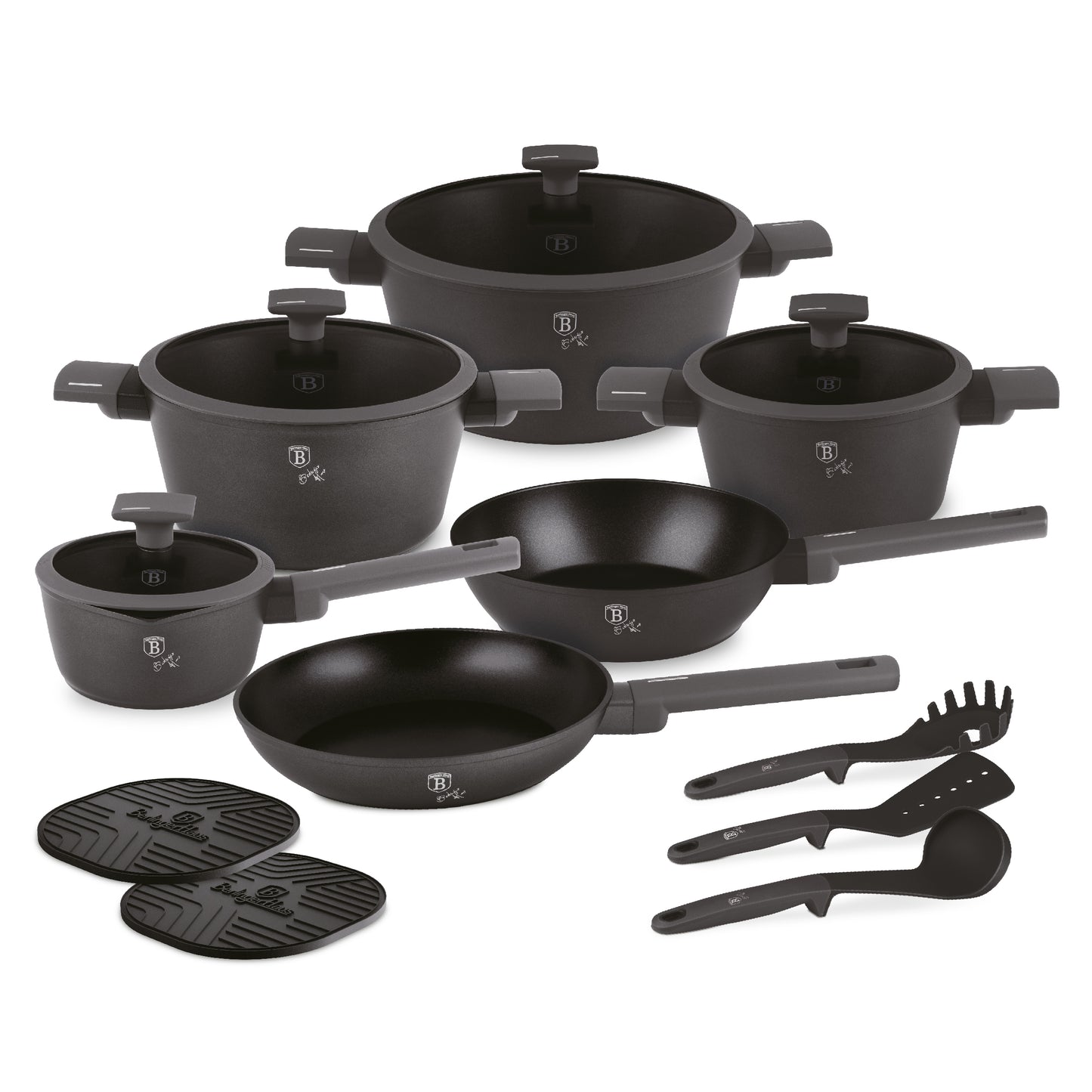 Berlinger Haus 15-Piece Titan Pro Non-Stick Cookware Set - Anthracite