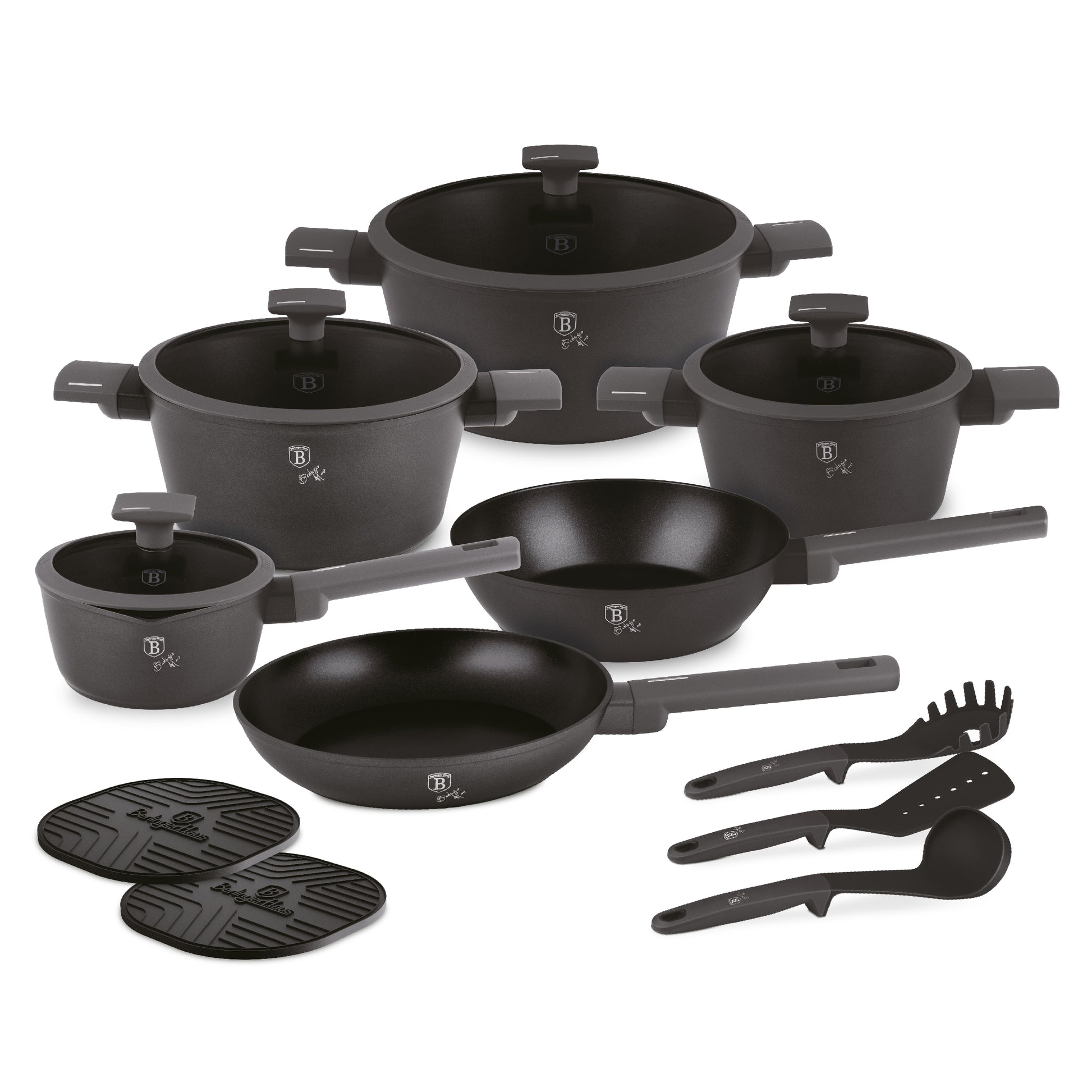 Berlinger Haus 15-Piece Titan Pro Non-Stick Cookware Set - Anthracite
