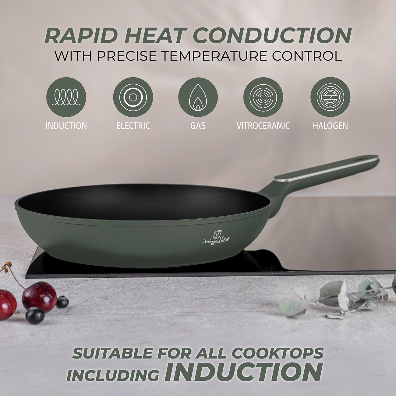 Berlinger Haus 28cm Titan Pro Non-Stick Coating Frypan - Matt Green