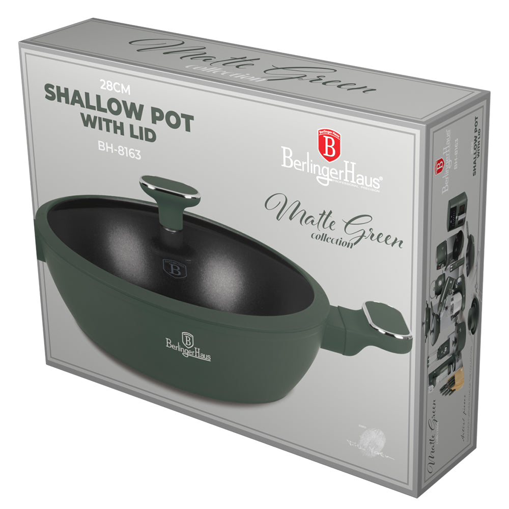 Berlinger Haus 28cm Titan Pro Non-Stick Coating Shallow Pot - Matt Green