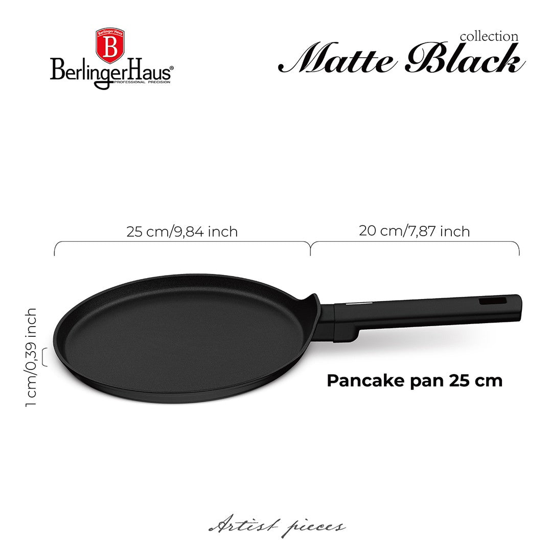 Berlinger Haus 25cm Titan Pro Non-Stick Pancake Pan - Matte Black