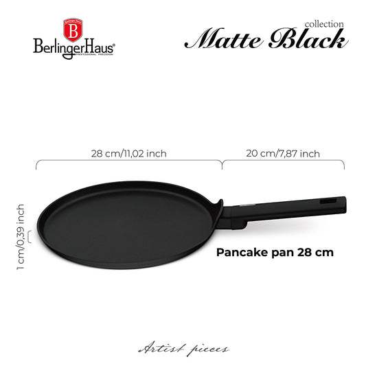 Berlinger Haus 28cm Titan Pro Non-Stick Coating Pancake Pan – Matte Black