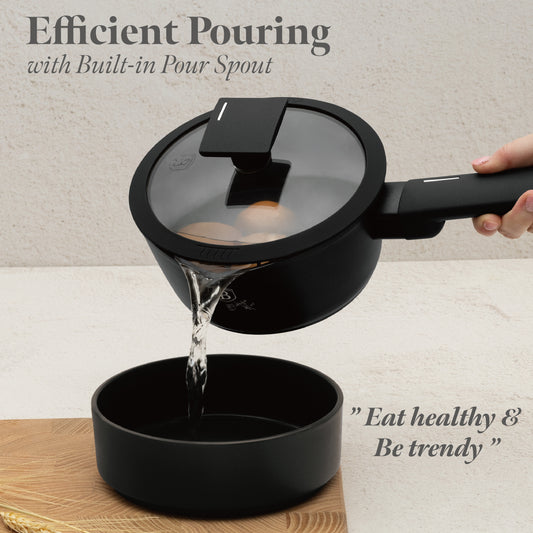 Berlinger Haus 16cm Titan Pro Non-Stick Coating Saucepan with Lid – Matte Black