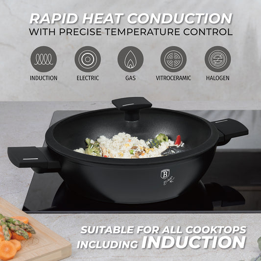 Berlinger Haus 28cm Titan Pro Non-Stick Coating Shallow Pot – Matte Black