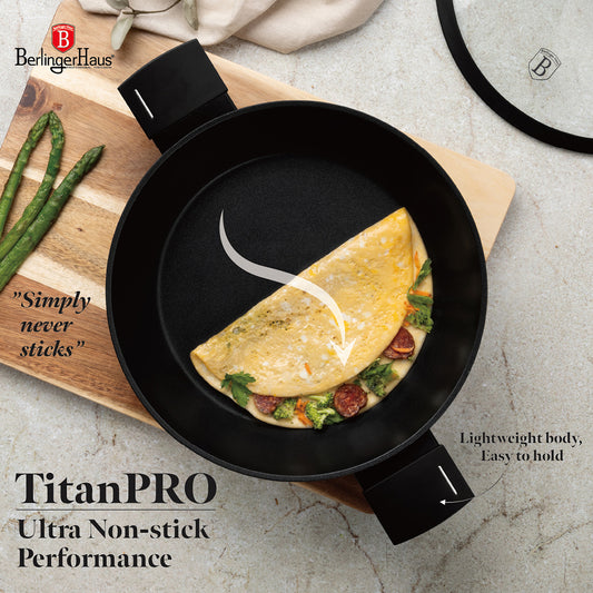 Berlinger Haus 30cm Titan Pro Non-Stick Coating Shallow Pot - Matte Black