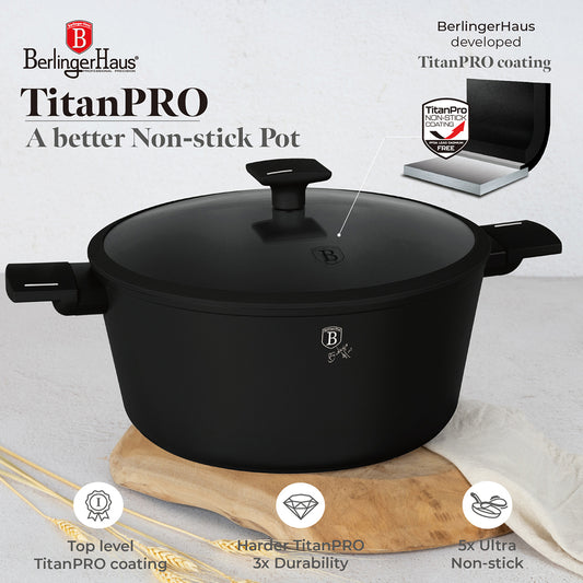Berlinger Haus 30cm Titan Pro Non-Stick Coating Casserole – Matte Black