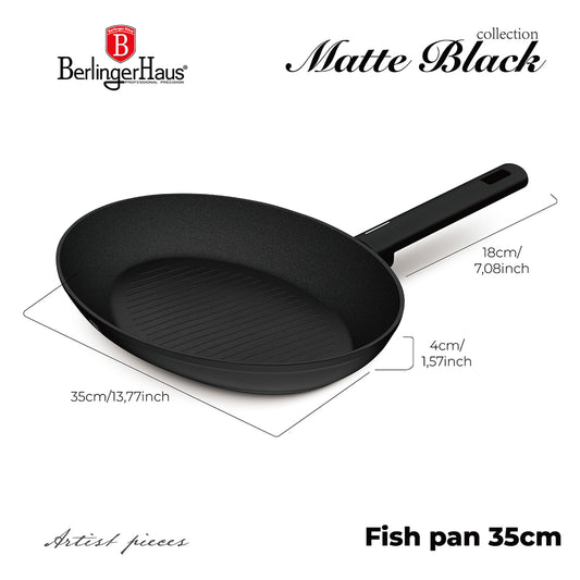Berlinger Haus 35cm Titan Pro Non-Stick Fish Pan - Matte Black