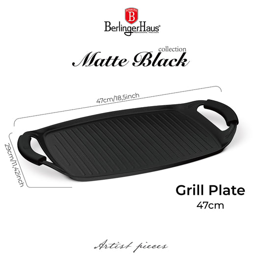 Berlinger Haus 47cm Titan Pro Non-Stick Coating Grill Plate - Matte Black