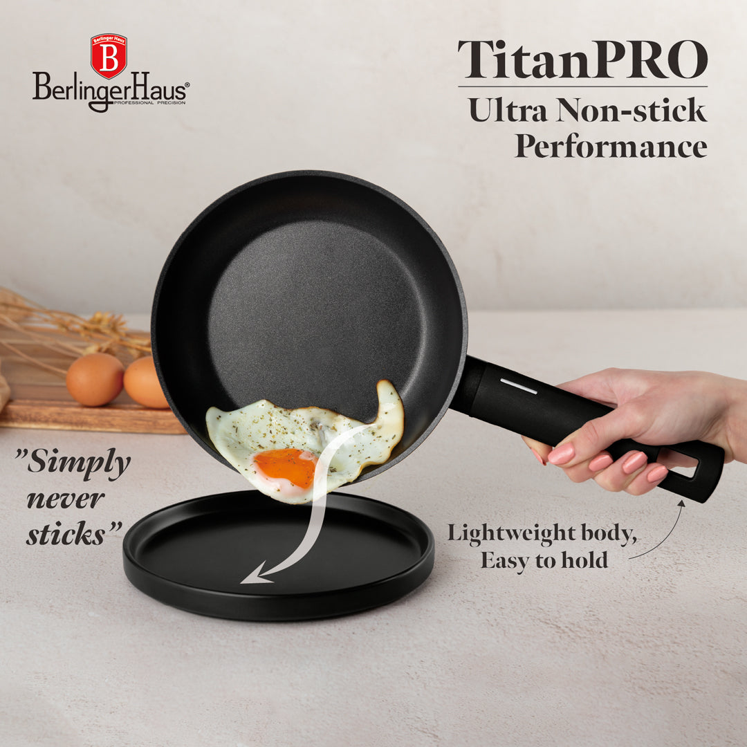 Berlinger Haus 3‑Piece Titan Pro Non-Stick Coating Fry & Grill Pan Set – Matte Black