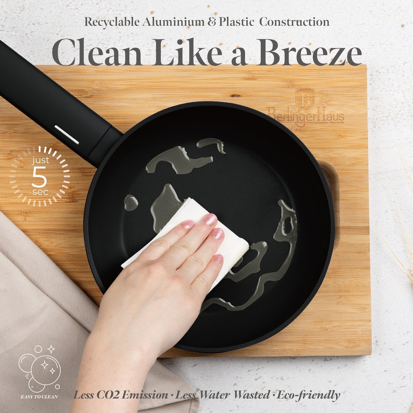 Berlinger Haus 10-Piece Non-Stick Titan Pro Coating Cookware Set - Matt Black