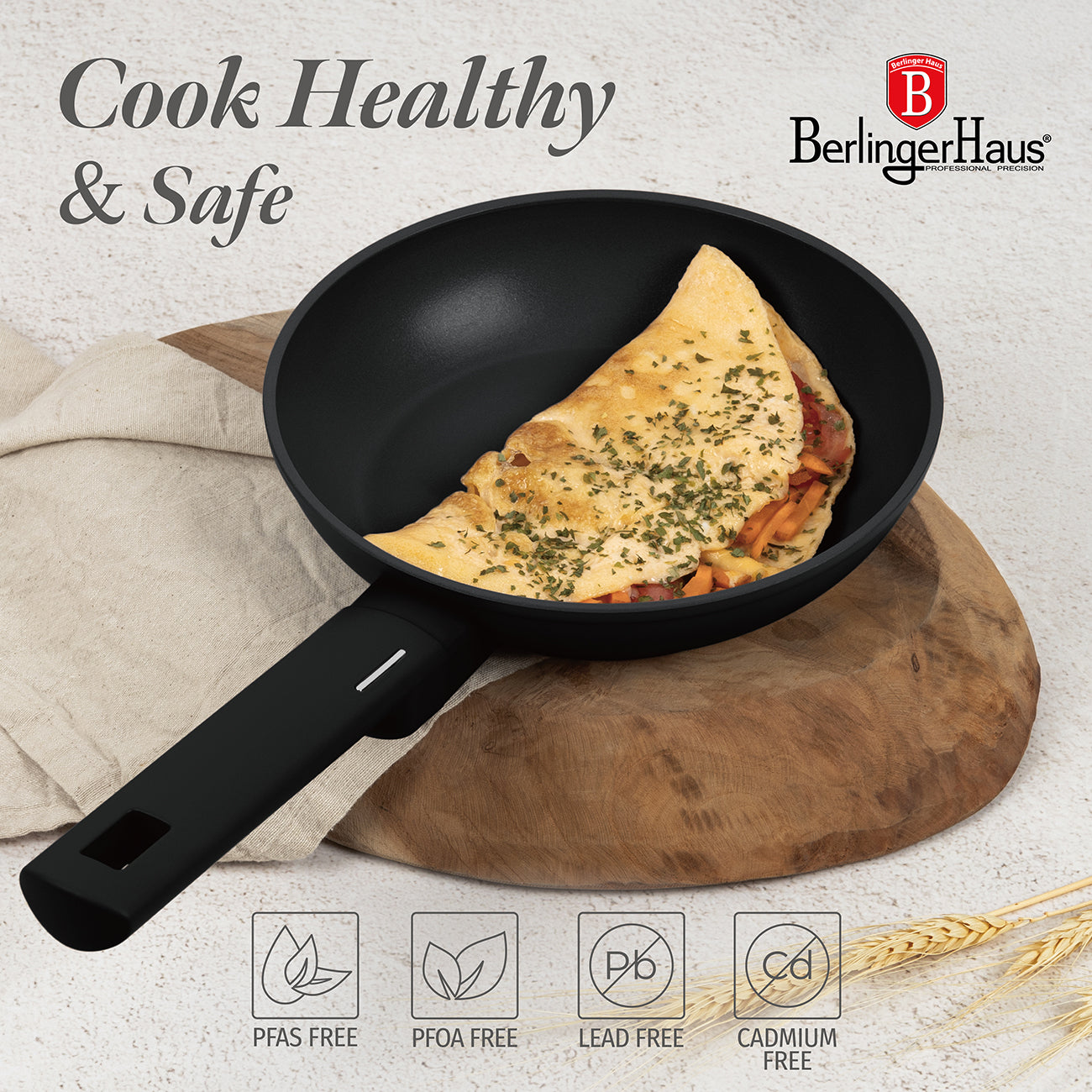 Berlinger Haus 10-Piece Non-Stick Titan Pro Coating Cookware Set - Matt Black