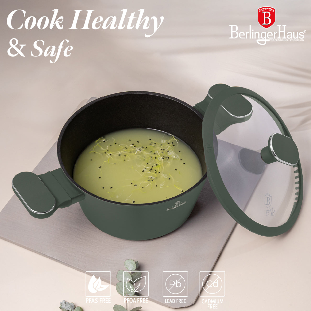 Berlinger Haus 20cm Titan Pro Non-Stick Coating Casserole - Matt Green