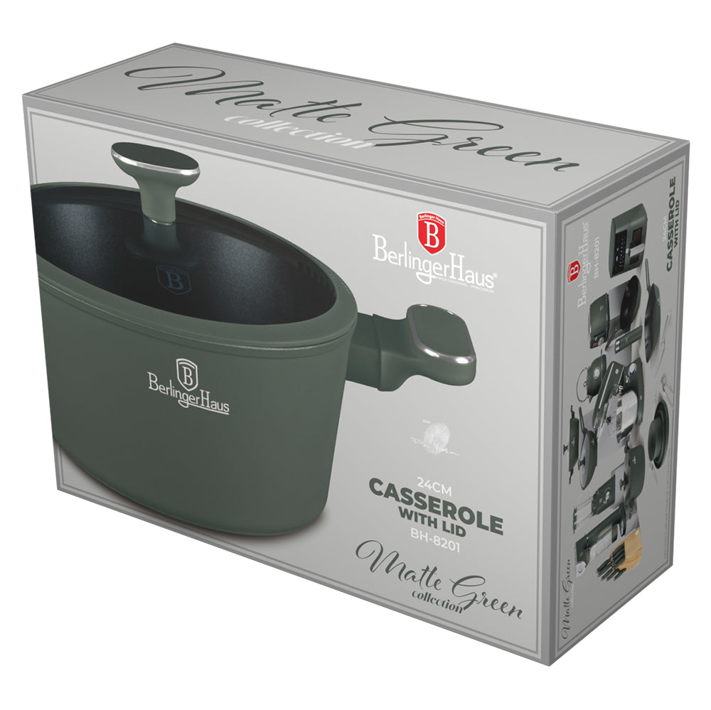Berlinger Haus 24cm Titan Pro Non-Stick Coating Casserole - Matte Green