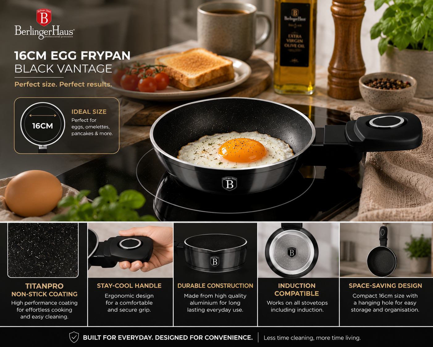 Berlinger Haus 16cm Egg Frypan - Black Vantage