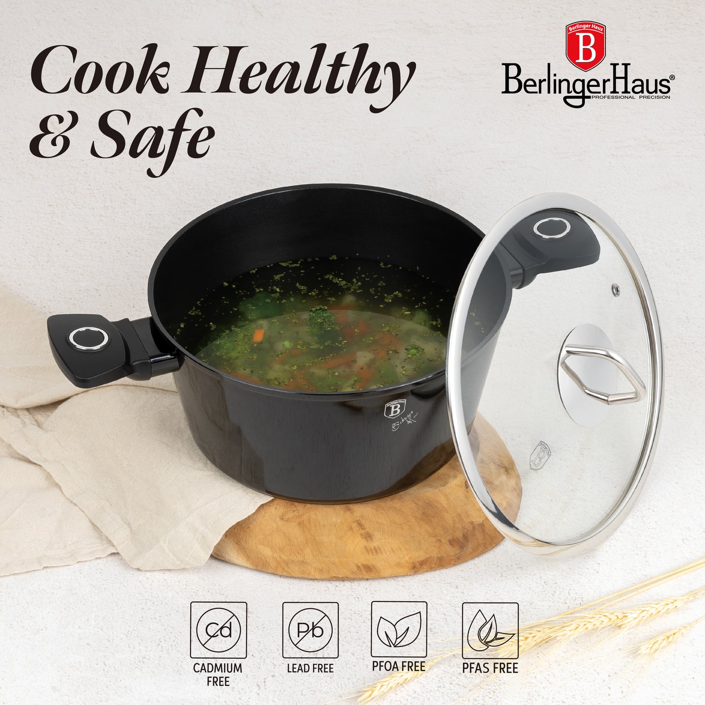 Berlinger Haus 10-Piece Non Stick Titan Pro Coating Cookware Set - Black Vintage