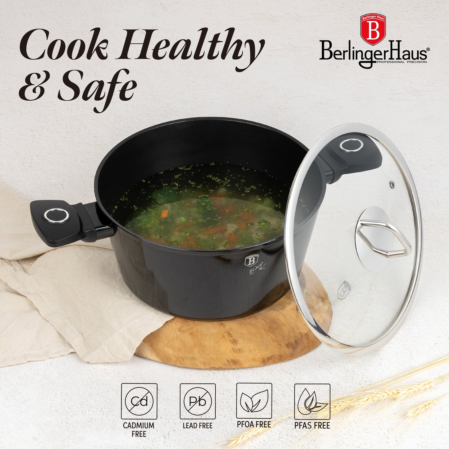Berlinger Haus 15-Piece Non Stick Titan Pro Coating Cookware Set - Black Vintage