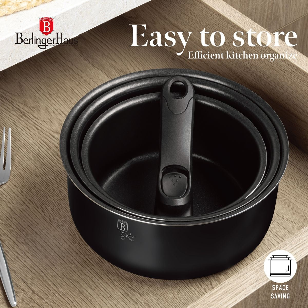 Berlinger Haus 10-Piece Titan Pro Non Stick Coating Oven Safe Cookware Set - Deep Sea
