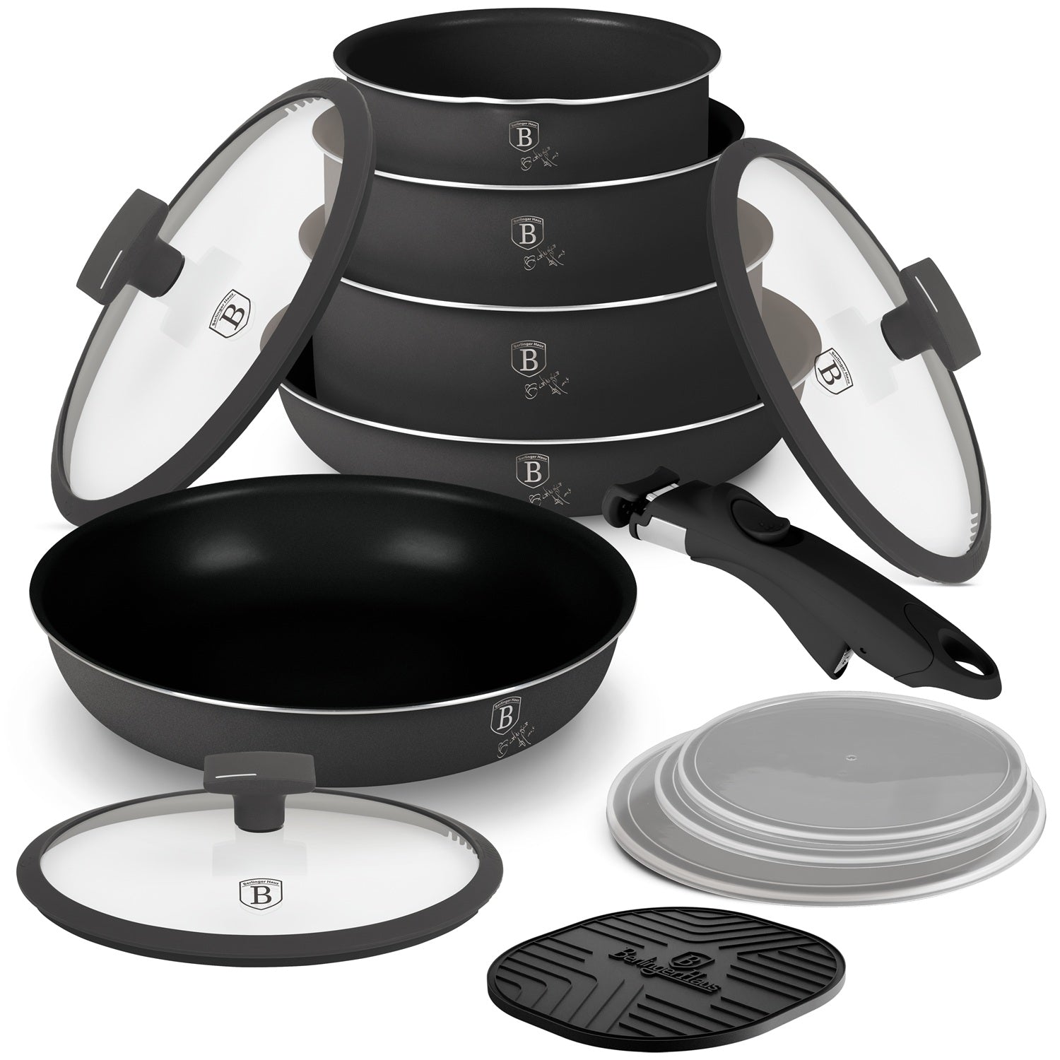 Berlinger Haus 13-Piece Titan Pro Non Stick Coating Oven Safe Cookware Set - Anthracite
