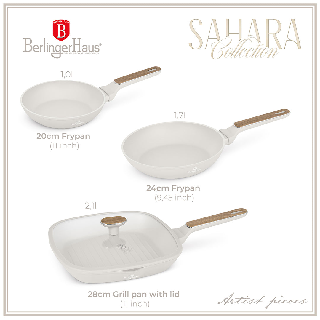 Berlinger Haus 4-Piece Titan Pro Non-Stick Coating Fry & Grill Pan Set – Sahara Nordic