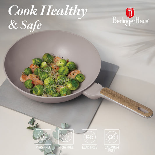 Berlinger Haus 28cm Titan Pro Non-Stick Coating Wok – Taupe Nordic