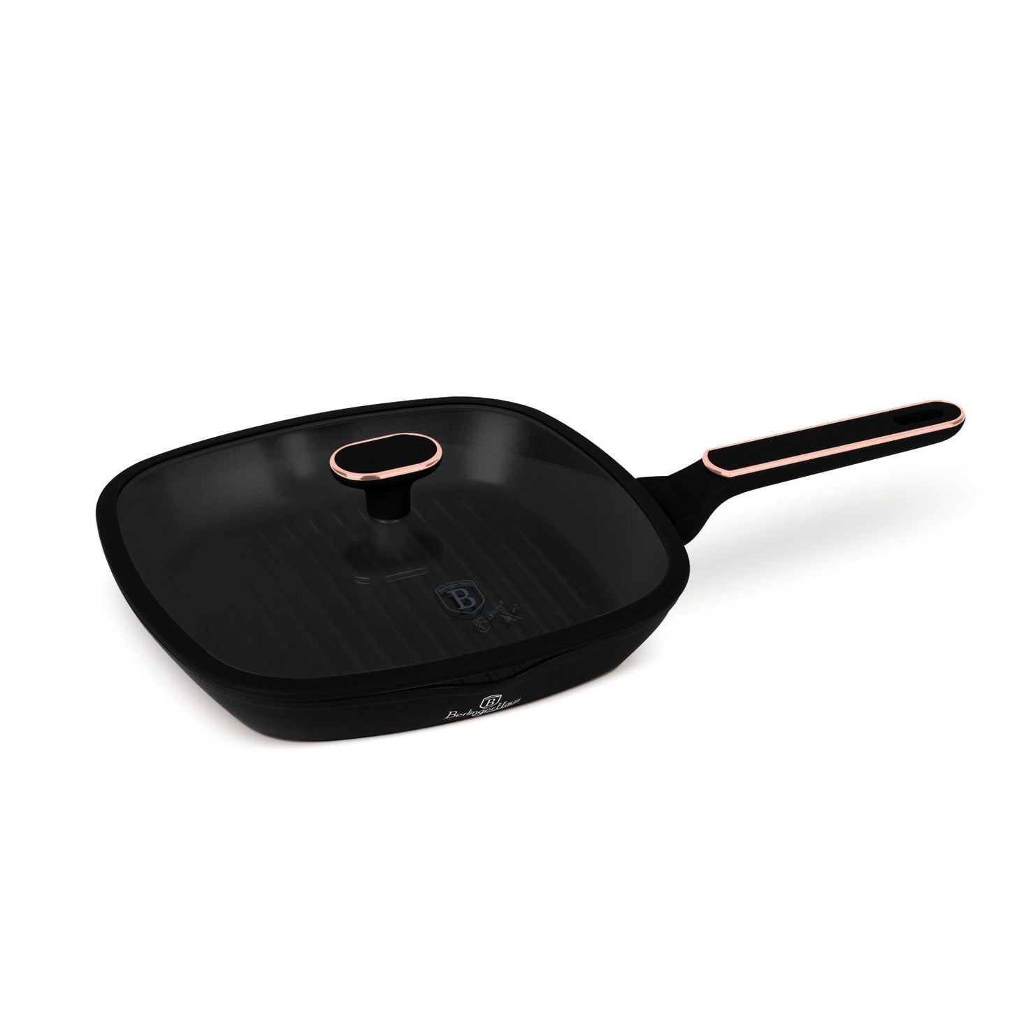 Berlinger Haus 28cm Titan Pro Non-Stick Coating Grill Pan with Lid - Black Rose
