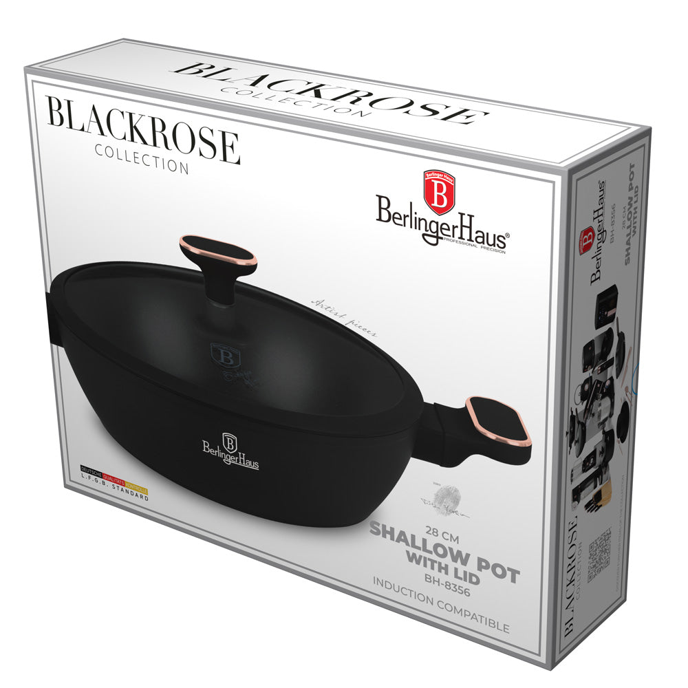 Berlinger Haus 28cm Titan Pro Non-Stick Coating Shallow Pot - Black Rose