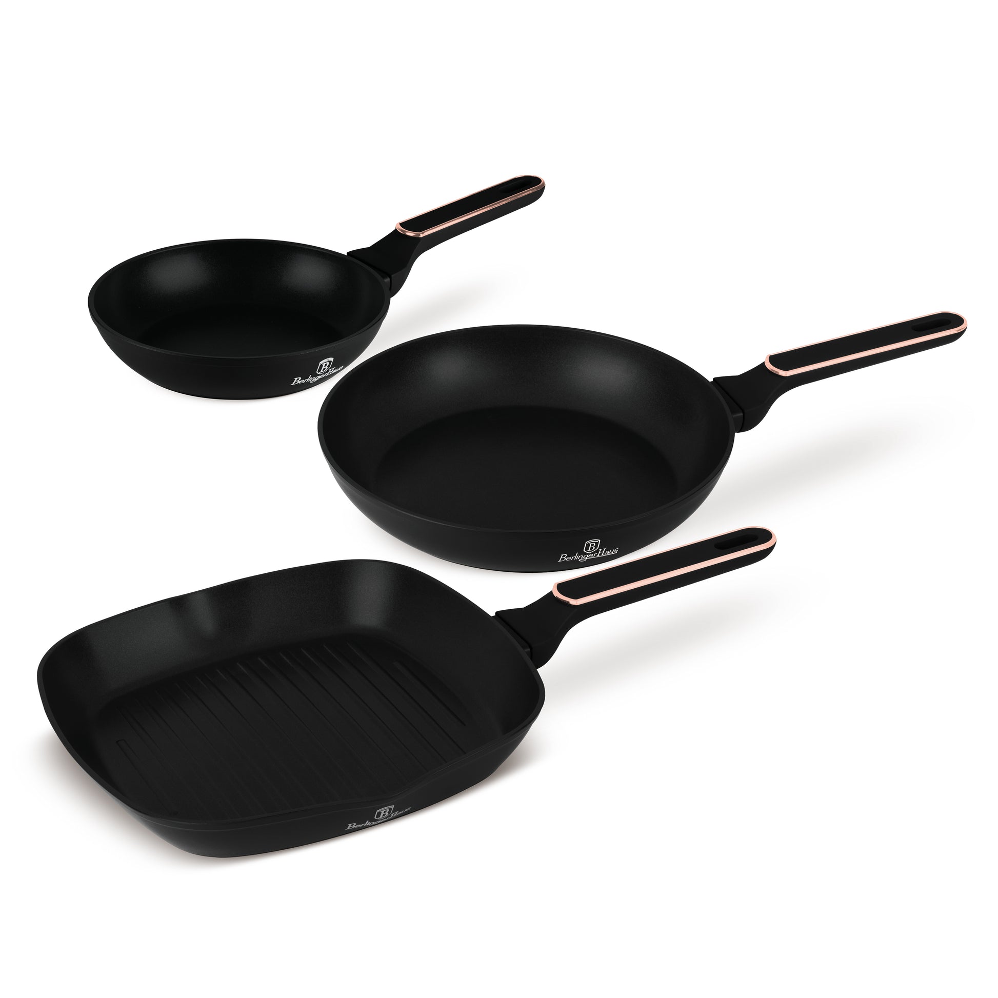 Berlinger Haus 3-Piece Titan Pro Non-Stick Coating Frypan Set - Black Rose