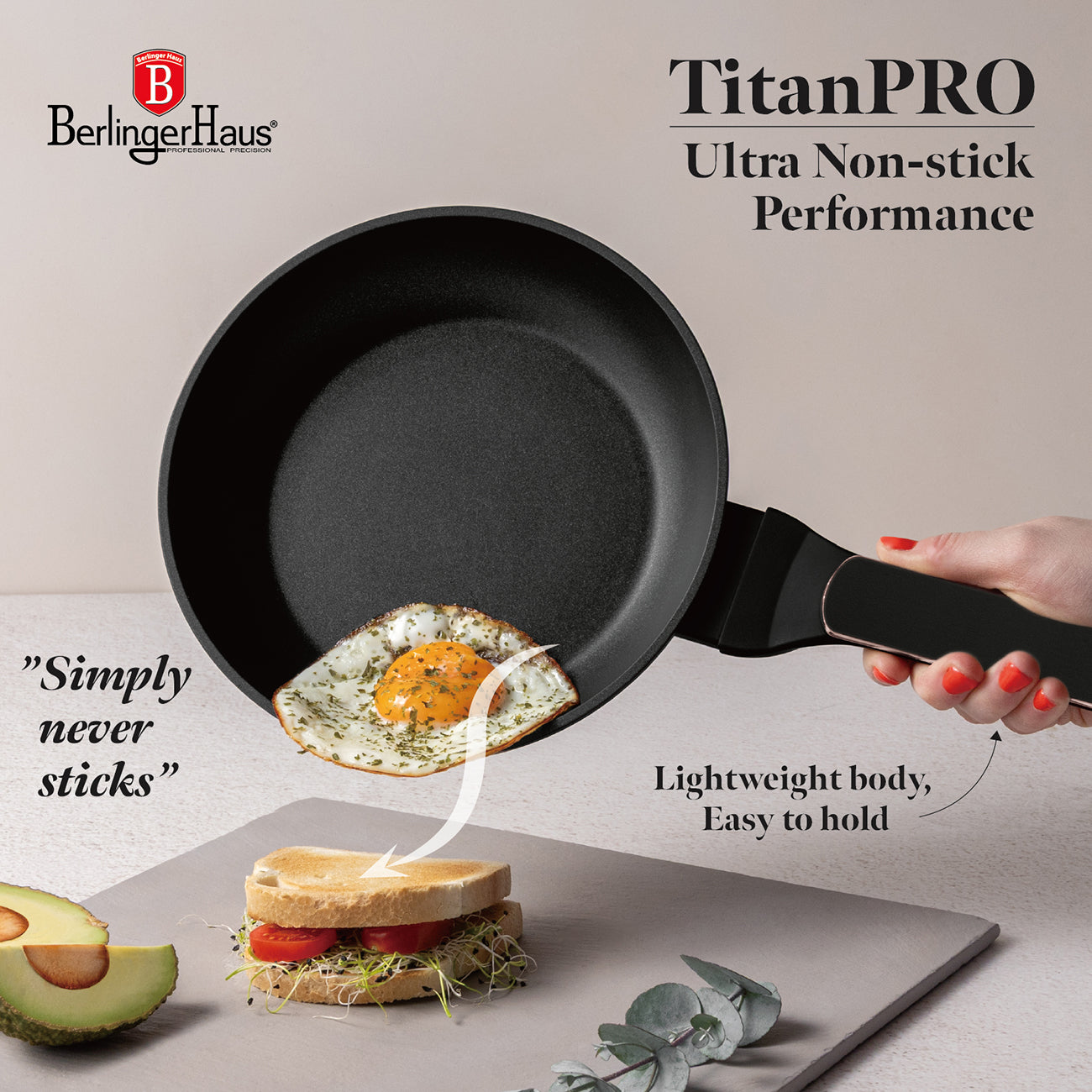 Berlinger Haus 3-Piece Titan Pro Non-Stick Coating Frypan Set - Black Rose